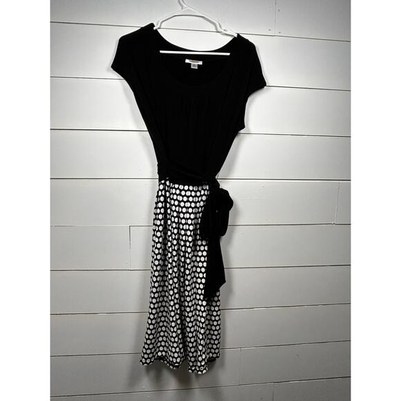 Talbots Black White Polka Belted Midi Dress Size 12 - Picture 3 of 9